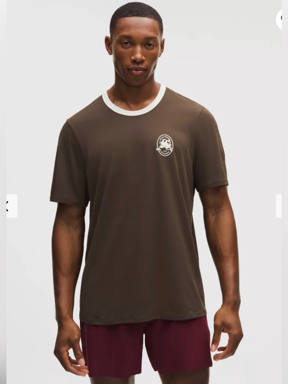 lululemon athletica Men’s Fast and Free Tee Graphic *Perf Stripe in Walnut Brown